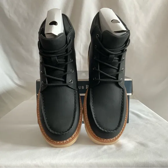 New In Box Club Room Men's Black Clifton Faux-Leather Lace-Up Chukka Boots 8M