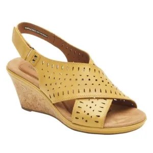 NEW IN BOX ROCKPORT COBB HILL JANNA SLINGBACK SANDAL SUNBEAM LEATHER SZ 9.5