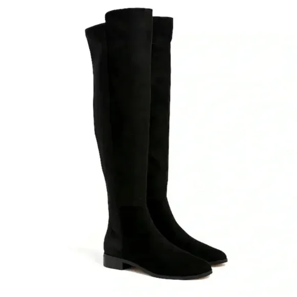 New J. Crew Over the Knee Boots Black Suede