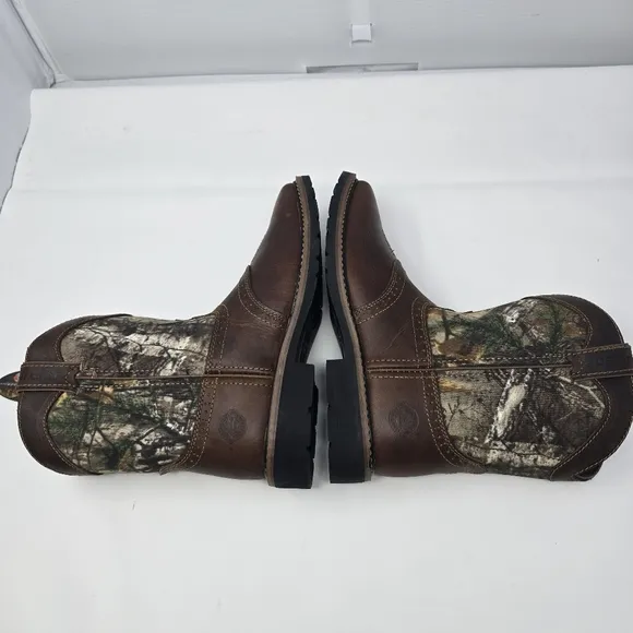 New Justin Boots Youth Western Camo Boots Size 5D Brown Leather 4619JR Real Tree