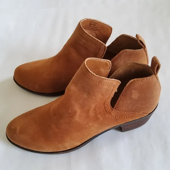 New Lucky Brand Women's Suede Leather Tan Ankle Boots Booties Size 8
