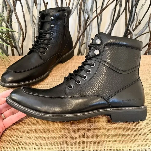 NEW Mark Nason Men’s Lace Up Black Boots Size 8