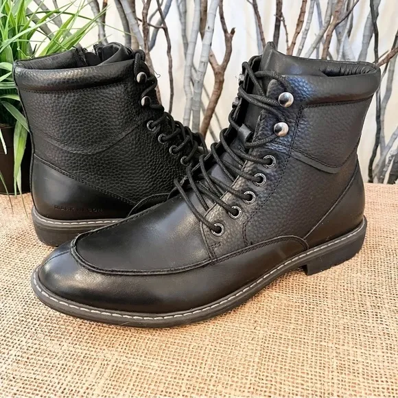 NEW Mark Nason Men’s Lace Up Black Boots Size 8