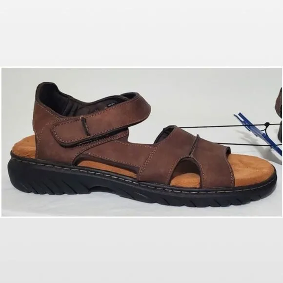 New Men Brown Fisherman Sandals Hiking Shoes Dr. Scholls Size 9