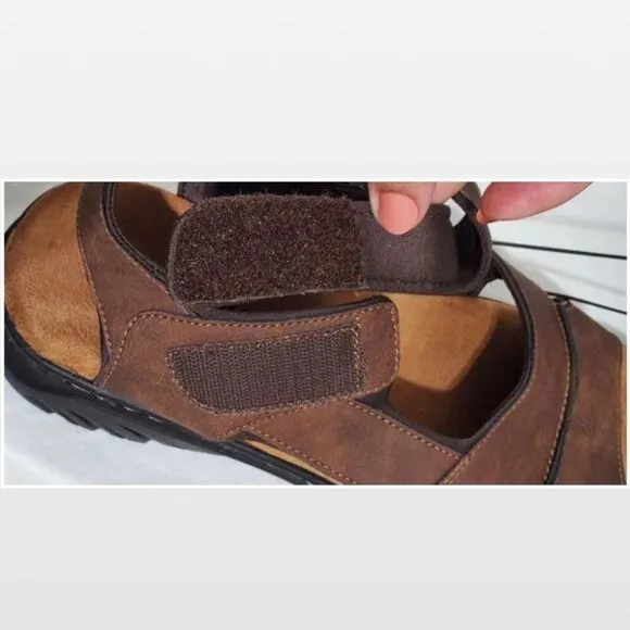 New Men Brown Fisherman Sandals Hiking Shoes Dr. Scholls Size 9