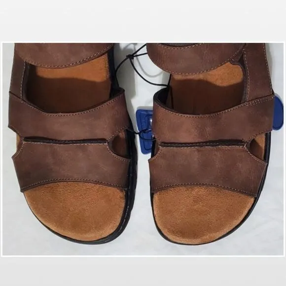 New Men Brown Fisherman Sandals Hiking Shoes Dr. Scholls Size 9