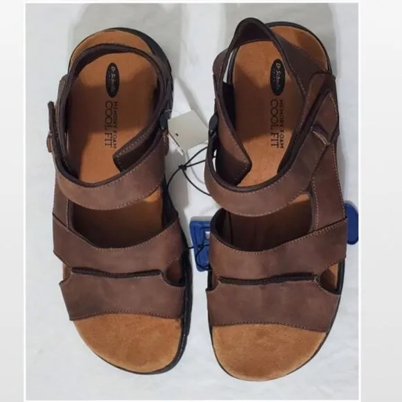 New Men Brown Fisherman Sandals Hiking Shoes Dr. Scholls Size 9