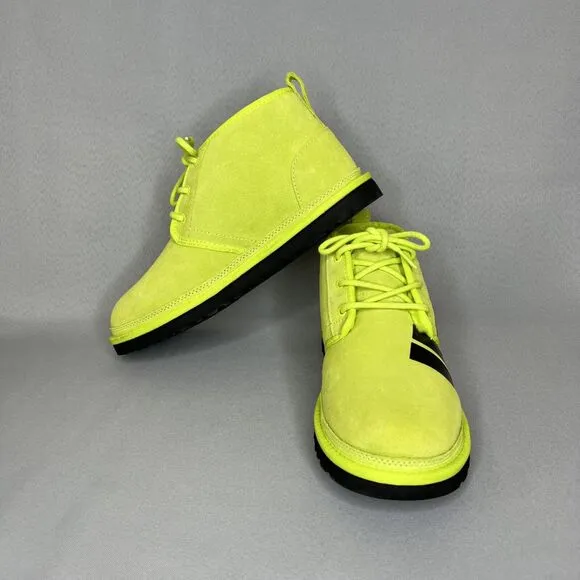 New Mens UGG Boots Sz 10 Neumel Chukka Key Lime Green Black Graphic Logo 1128215