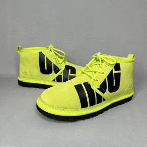 New Mens UGG Boots Sz 10 Neumel Chukka Key Lime Green Black Graphic Logo 1128215
