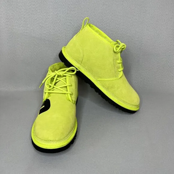 New Mens UGG Boots Sz 10 Neumel Chukka Key Lime Green Black Graphic Logo 1128215