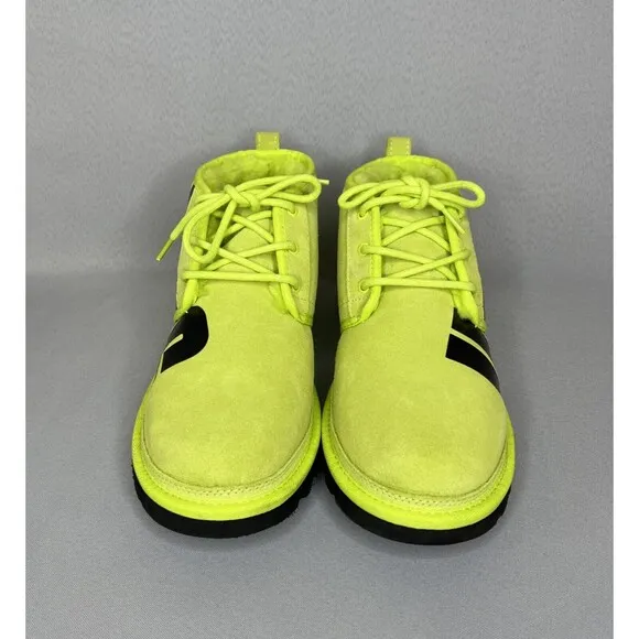 New Mens UGG Boots Sz 10 Neumel Chukka Key Lime Green Black Graphic Logo 1128215