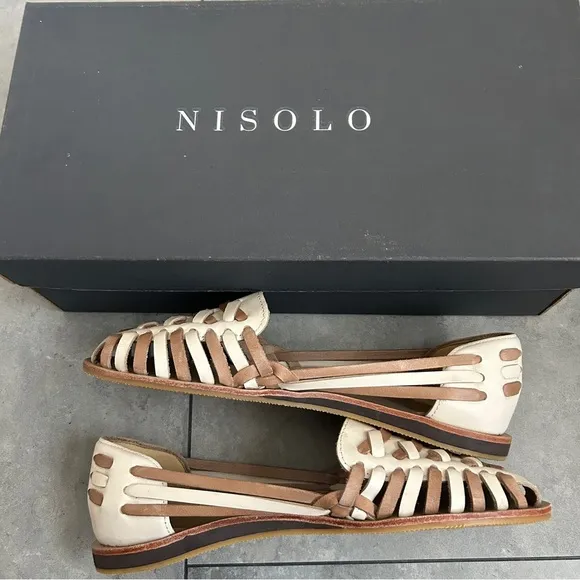 NEW Nisolo huarache bone multi leather sandals 7