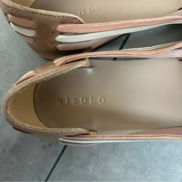 NEW Nisolo huarache tan multi leather slip on sandals 7