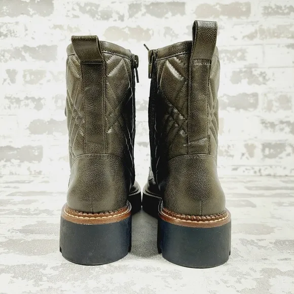 New Nordstrom Rack Brown Quilted Lace Up Lug Sole Ankle Boots O480