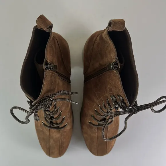 NEW PAIGE BROWN SUEDE ANKLE BOOTS