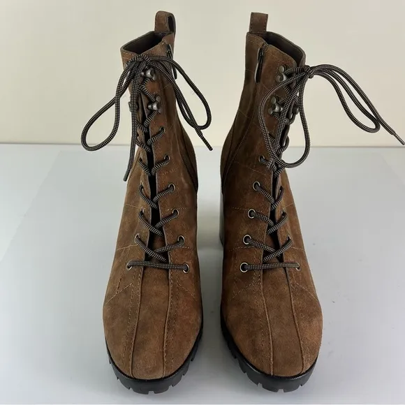 NEW PAIGE BROWN SUEDE ANKLE BOOTS