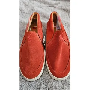 NEW Polo Ralph Lauren Elbert Leather Suede Slip On Shoes Men Sz 9.5D Dark Orange