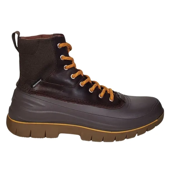 New Sperry cannon insulated duck winter boots brown lace up leather waterproof