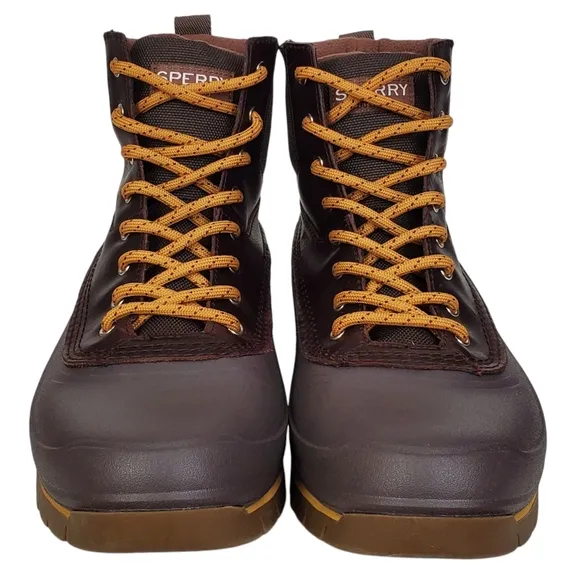 New Sperry cannon insulated duck winter boots brown lace up leather waterproof