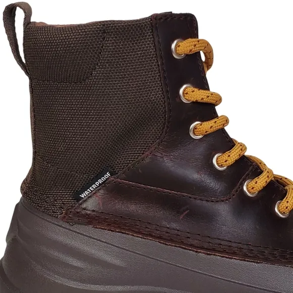 New Sperry cannon insulated duck winter boots brown lace up leather waterproof