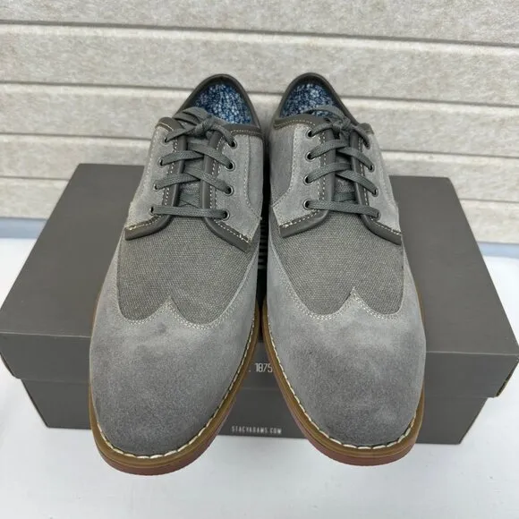 NEW Stacy Adams Wickley Gray Leather Suede Wingtips Oxford Derby Shoes 8