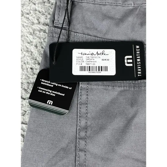 NEW Travis Mathew Pants Mens 32 x 32 The Trifecta Gray ‎ Castlerock Lightweight
