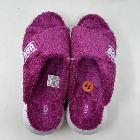 NEW UGG SUGARCLOUD SLIDE SANDALS PINK TERRY 3&quot;‎ PLATFORM SLIPPER SHOE WOMENS 11