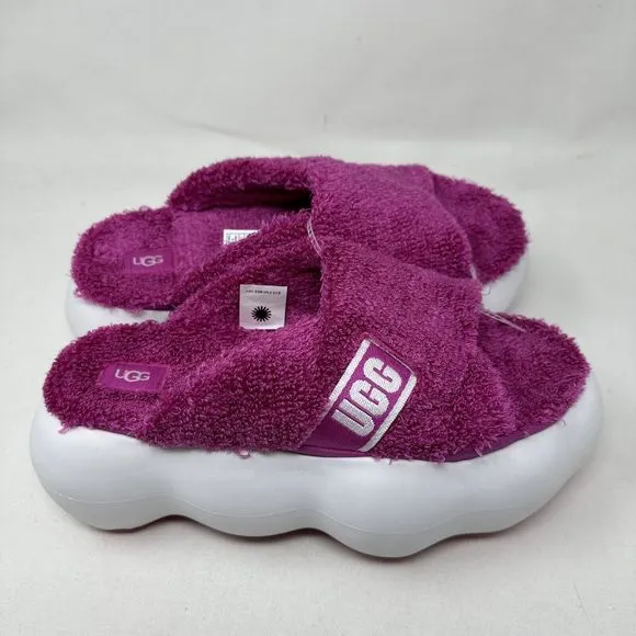 NEW UGG SUGARCLOUD SLIDE SANDALS PINK TERRY 3&quot;‎ PLATFORM SLIPPER SHOE WOMENS 11