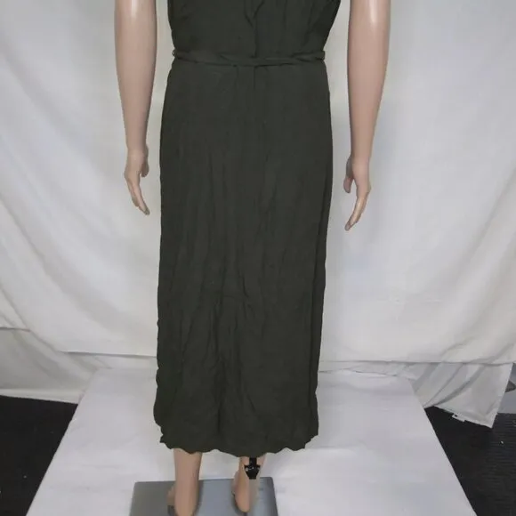 NEW WILDRED Womens Button-Up Japanese Crepe Shirt Dress Size M Dark Olive
