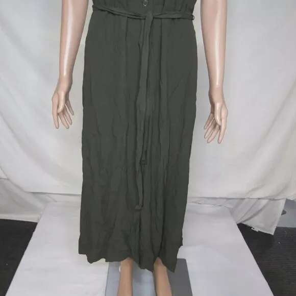 NEW WILDRED Womens Button-Up Japanese Crepe Shirt Dress Size M Dark Olive