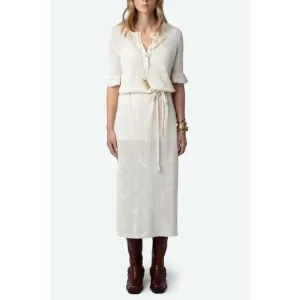 NEW ZADIG &amp; VOLTAIRE salmy wings knit dress in ecru