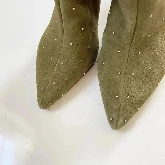 NEW Schutz Maryana Studs Aspen Green Suede Western Knee High Boot size 9
