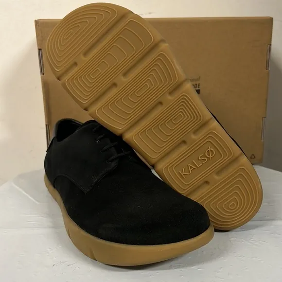 NIB - Kalso Earth Men's Dawson Black Leather Suede Negative Heel - Size 10