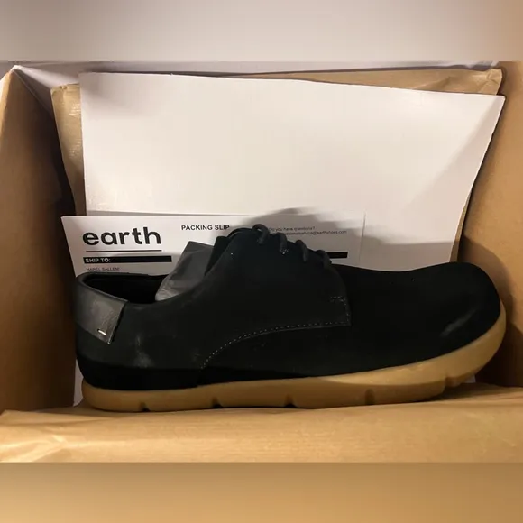 NIB - Kalso Earth Men's Dawson Black Leather Suede Negative Heel - Size 10