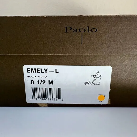 NIB Linea Paolo Emely Raffia Woven High Wedge Heel Sandals in Black Size 8.5