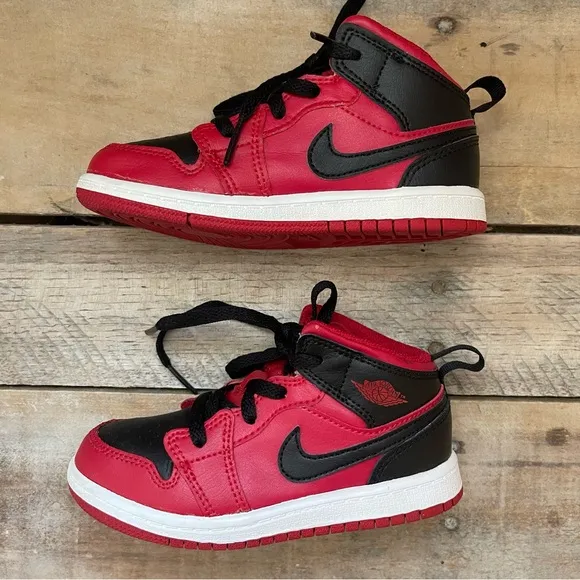 Nike Air Jordan 1 Mid Reverse Bred Toddler Size 9C