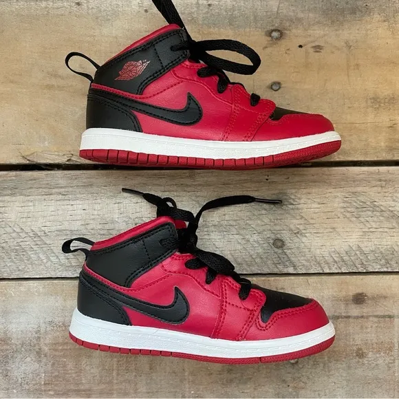 Nike Air Jordan 1 Mid Reverse Bred Toddler Size 9C