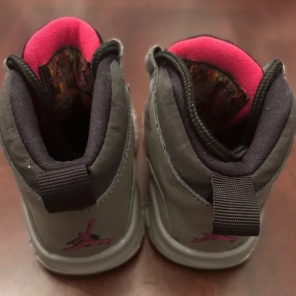 Nike Air Jordan 10 Retro Toddler Shoes- Dark Smoke Grey/ Pink Size 5C