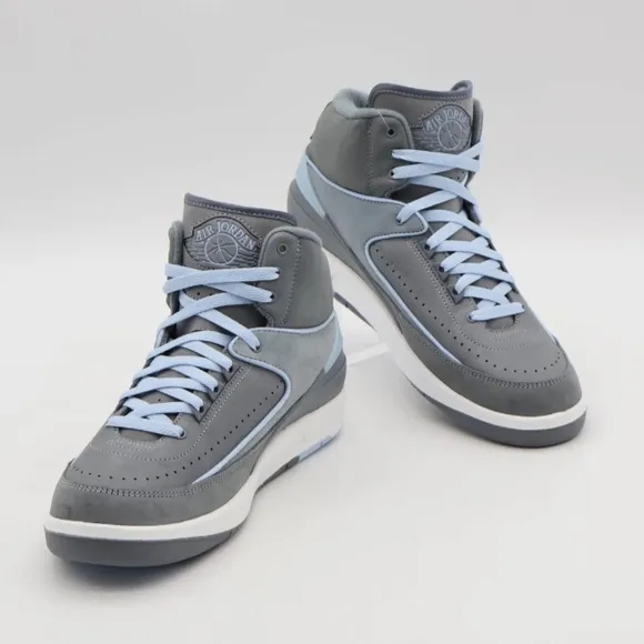 Nike Air Jordan 2 Retro Cool Grey Ice Blue White Men Size 9.5/ Women Size 11