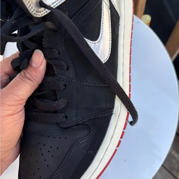 Nike Air Jordan Men's Black and Silver Sneakers