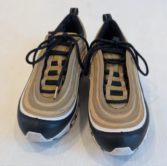 NIKE Air Max 97 GS Metallic Black and Tan Shoes Sneakers Size 6 Youth Y2K 90s