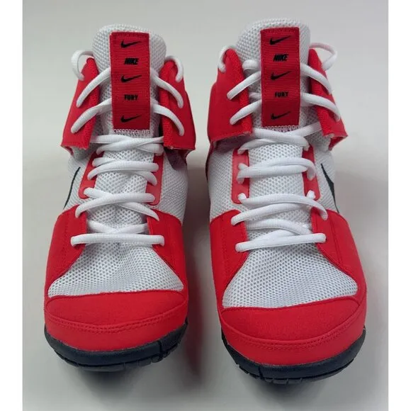 Nike Fury Mens 9 Wide Red Black Boxing Wrestling MMA High Top Shoes AO2416-601