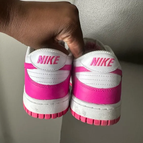 Nike Women's Pink and White Sneakers Size 7 Y Kids