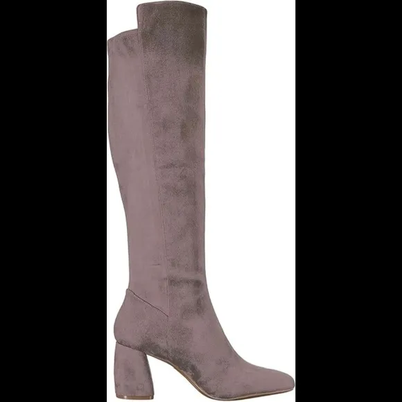 NINE WEST Kerianna Woman’s Tall Boots BLOCK HEEL GRAY Faux Suede High Boots 9