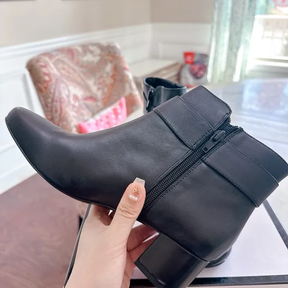 Nine West Paseo Black Leather Ankle Boots - NWT