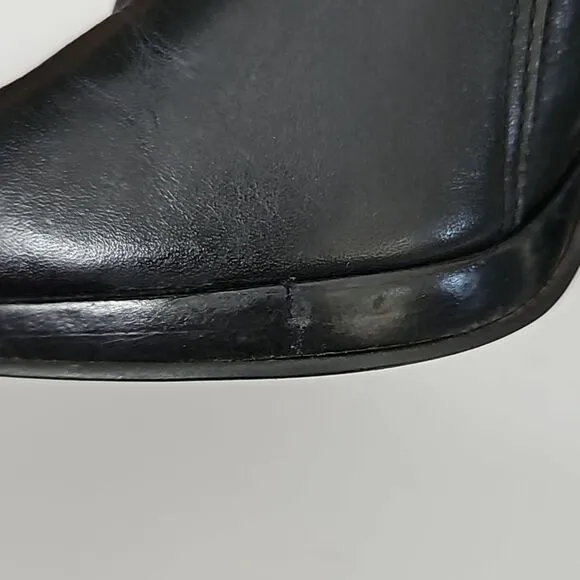 NINE WEST Reindeero Black Leather Strap Heel Zipper Women's Boot Size 6