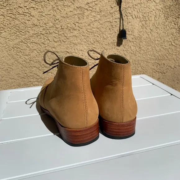 Nisolo lace up nude suede boots size 9