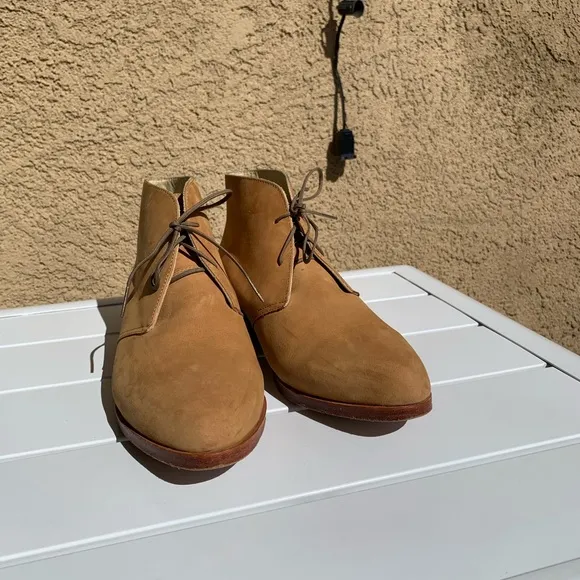 Nisolo lace up nude suede boots size 9
