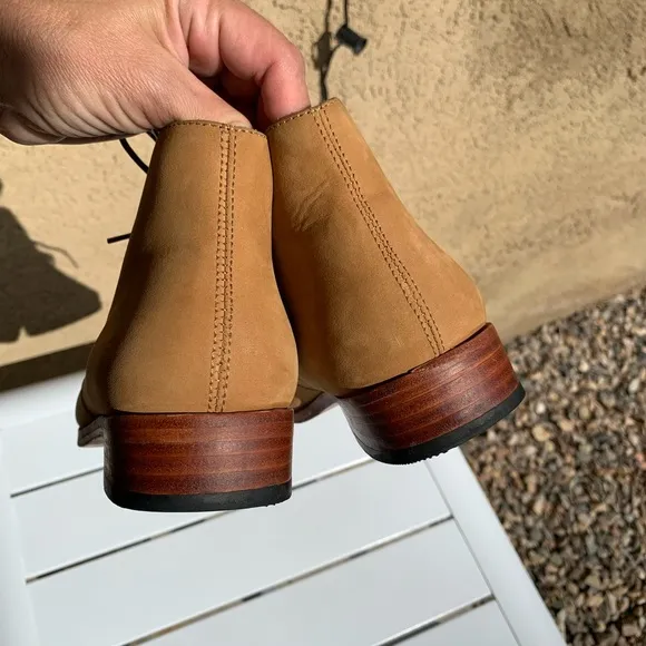 Nisolo lace up nude suede boots size 9