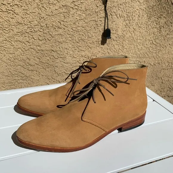 Nisolo lace up nude suede boots size 9